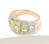 Vault Oval Cut Mint Garnet and Diamond Band Ring, 14K Gold, Size 8